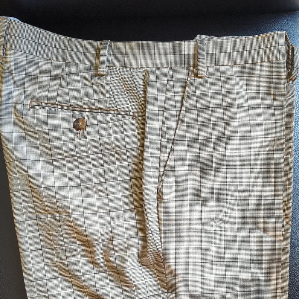 Ralph Lauren Men's Beige Checkered Dress Pants